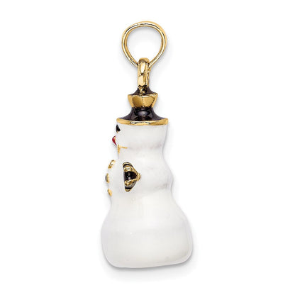 14K Gelbgold 3D-Emaille-Schneemann-Charm