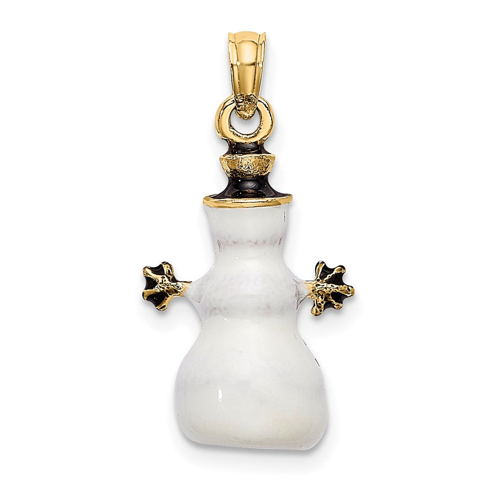 14K Gelbgold 3D-Emaille-Schneemann-Charm