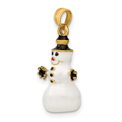 14K Gelbgold 3D-Emaille-Schneemann-Charm