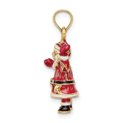 14K Gelbgold 3-D Emaille Weihnachtsmann-Charm