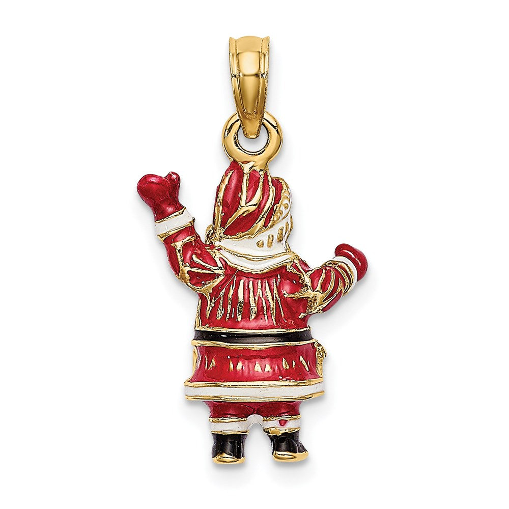14K Gelbgold 3-D Emaille Weihnachtsmann-Charm