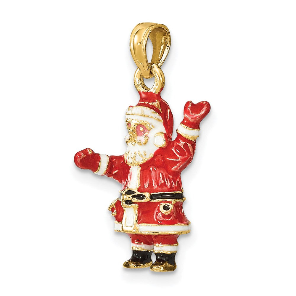 14K Gelbgold 3-D Emaille Weihnachtsmann-Charm