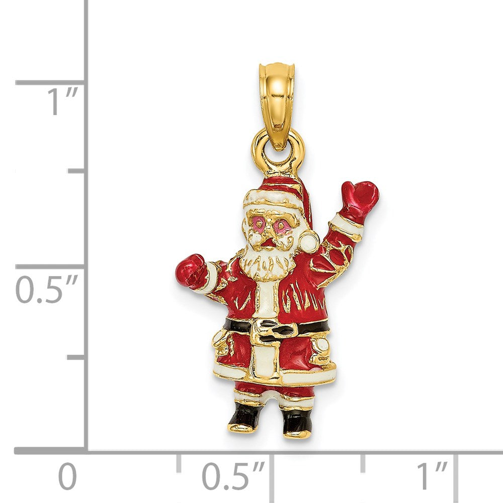 14K Gelbgold 3-D Emaille Weihnachtsmann-Charm