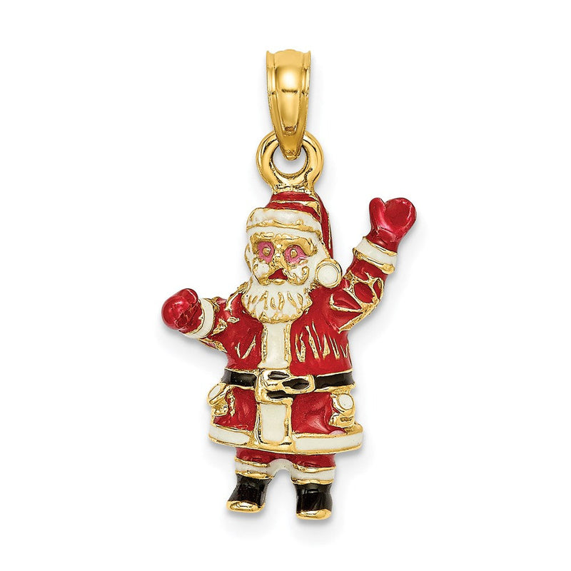 14K Gelbgold 3-D Emaille Weihnachtsmann-Charm