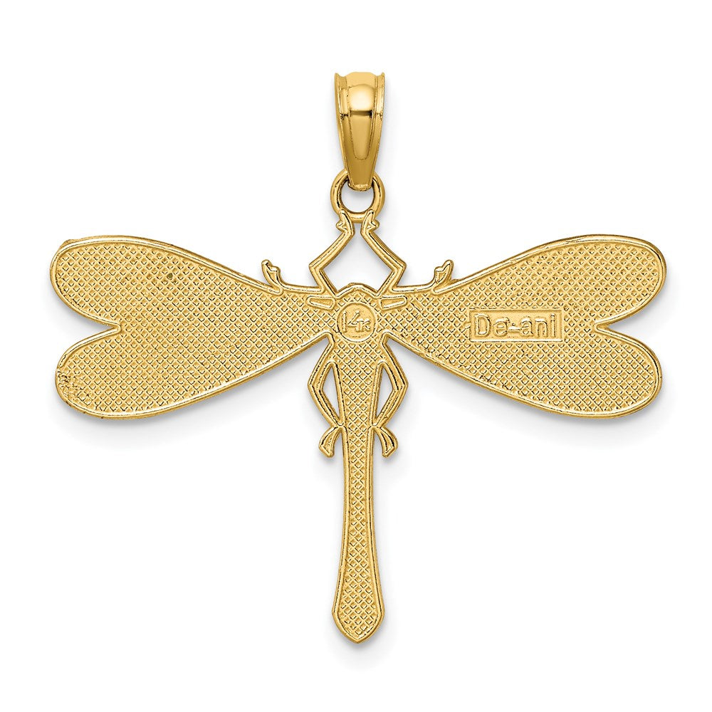 14K Gelbgold Mehrfarbig Emaille Libelle Charm