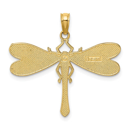 14K Gelbgold Mehrfarbig Emaille Libelle Charm