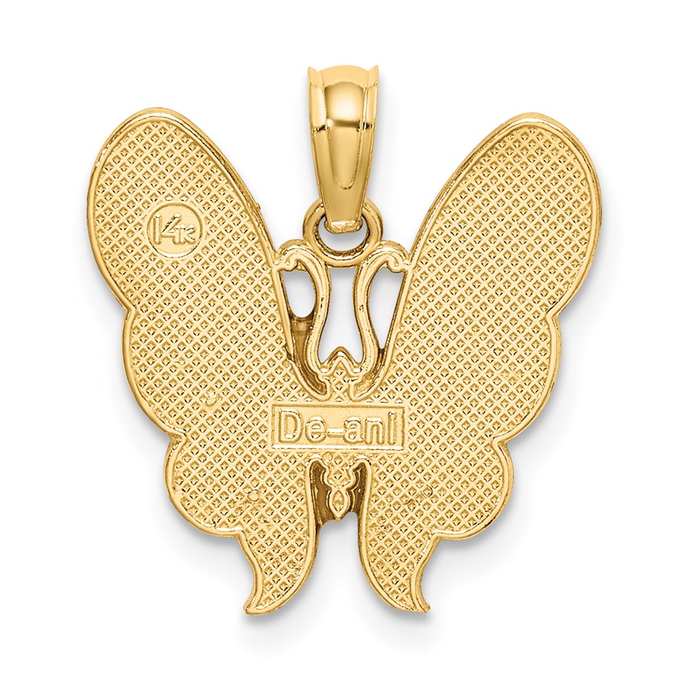 14K Gelbgold mit Mehrfarbig Emaille Schmetterling Charm