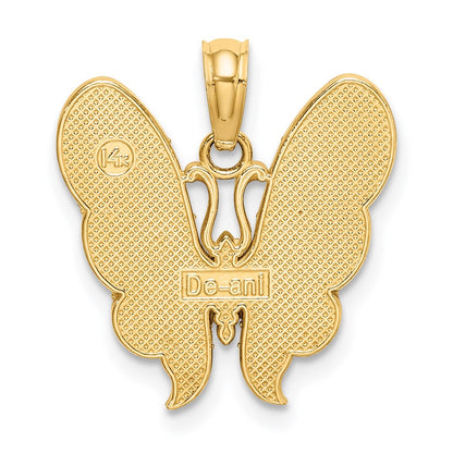 14K Gelbgold-Schmetterlings-Charm mit mehrfarbigem Emaille