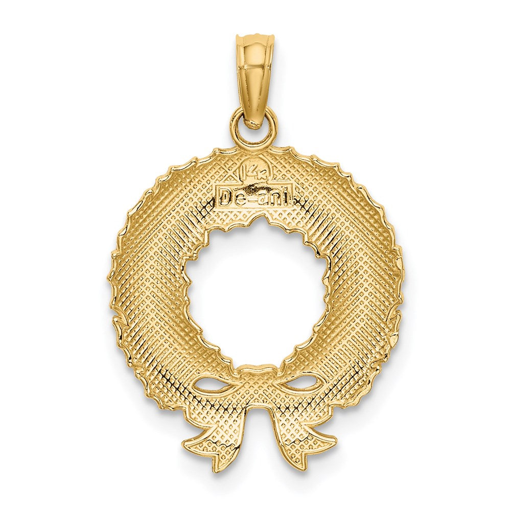 14K Gelbgold Emaille Weihnachtskranz-Charm