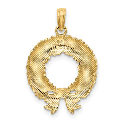 14K Gelbgold Emaille Weihnachtskranz-Charm