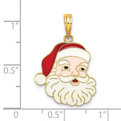 14K Gelbgold Weihnachtsmann-Gesicht-Charm mit Emaille