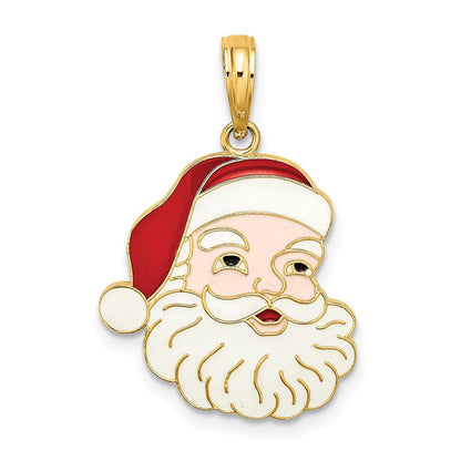 14K Gelbgold Weihnachtsmann-Gesicht-Charm mit Emaille
