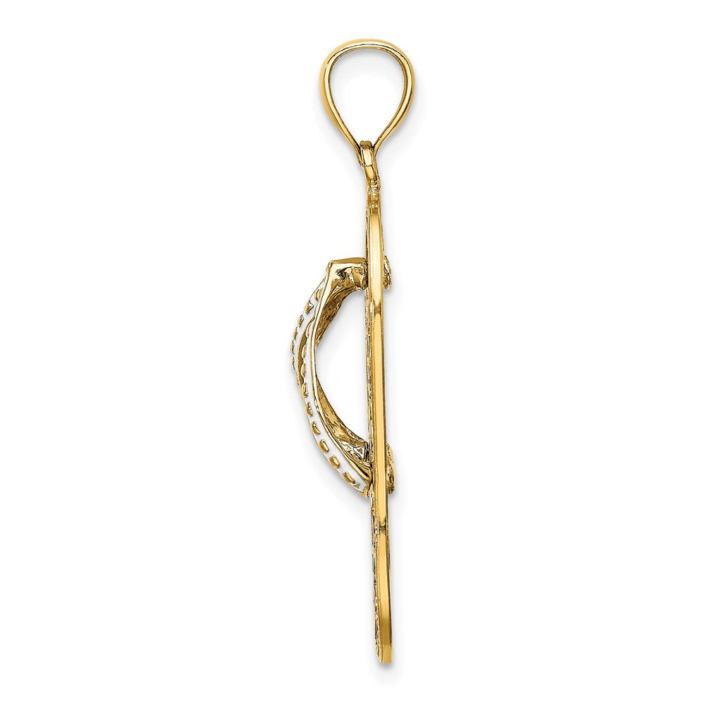 14K Gelbgold Multi-Herz-Flip-Flop-Charm mit rosa und weißer Emaille