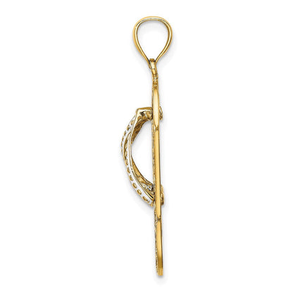 14K Gelbgold Multi-Herz-Flip-Flop-Charm mit rosa und weißer Emaille