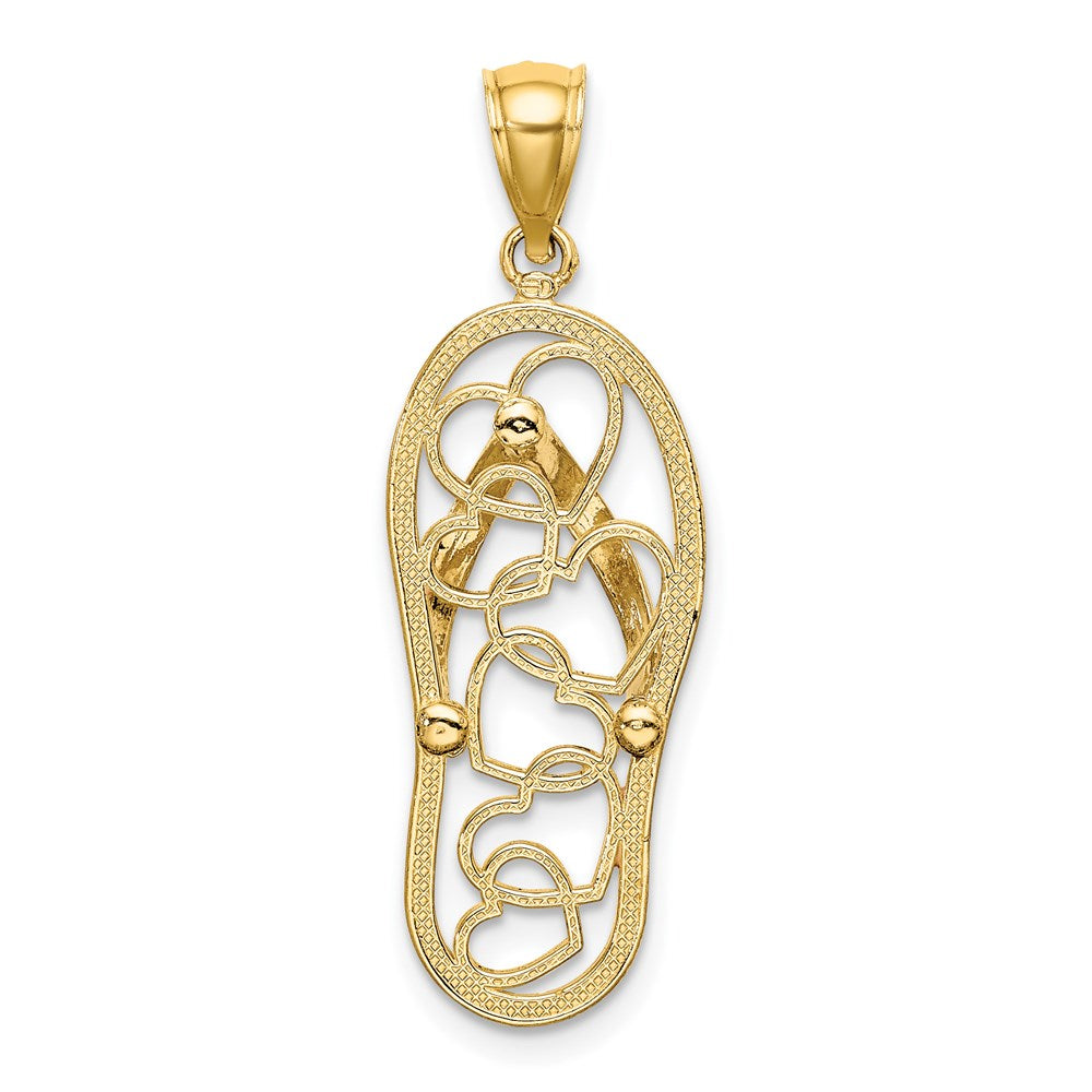 14K Gelbgold Multi-Herz-Flip-Flop-Charm mit rosa und weißer Emaille