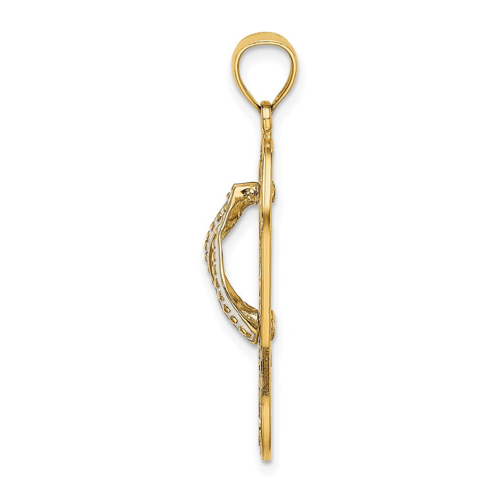 14K Gelbgold Multi-Herz-Liebe-Flip-Flop-Charm mit weißer Emaille