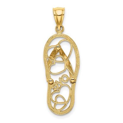 14K Gelbgold Multi-Herz-Liebe-Flip-Flop-Charm mit weißer Emaille
