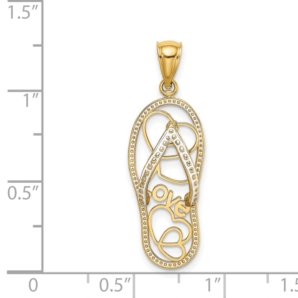 14K Gelbgold Multi-Herz-Liebe-Flip-Flop-Charm mit weißer Emaille