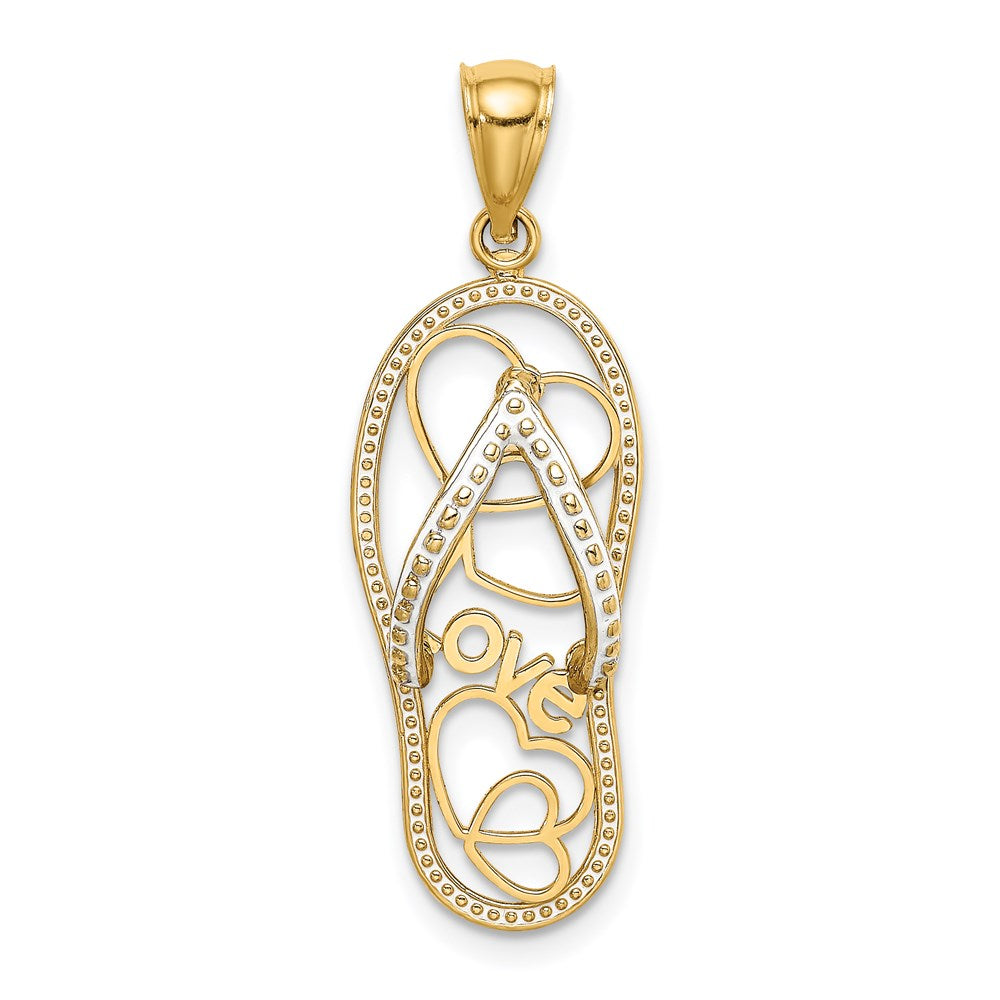 14K Gelbgold Multi-Herz-Liebe-Flip-Flop-Charm mit weißer Emaille
