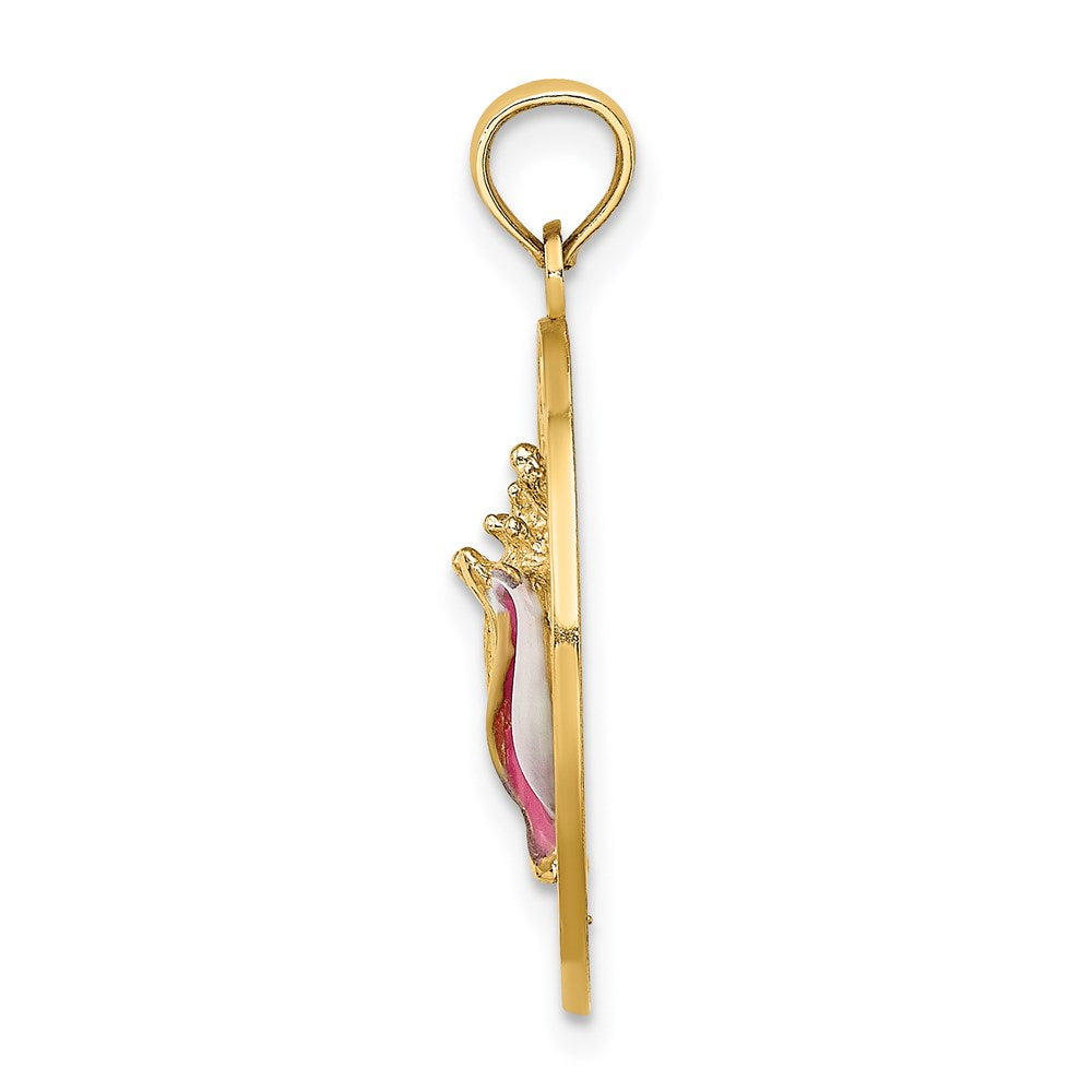 14k Gelbgold SARASOTA Kreis-Charm mit Email-Muschel