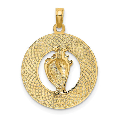14k Gelbgold SARASOTA Kreis-Charm mit Email-Muschel