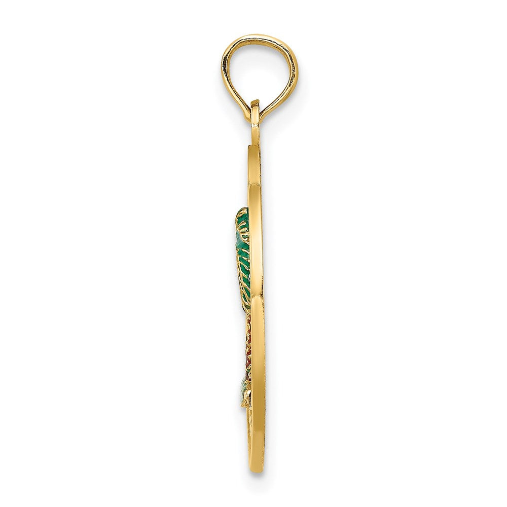14K Gelbgold SARASOTA Kreis-Charm mit Emaille-Palme
