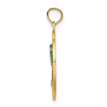 14K Gelbgold SARASOTA Kreis-Charm mit Emaille-Palme