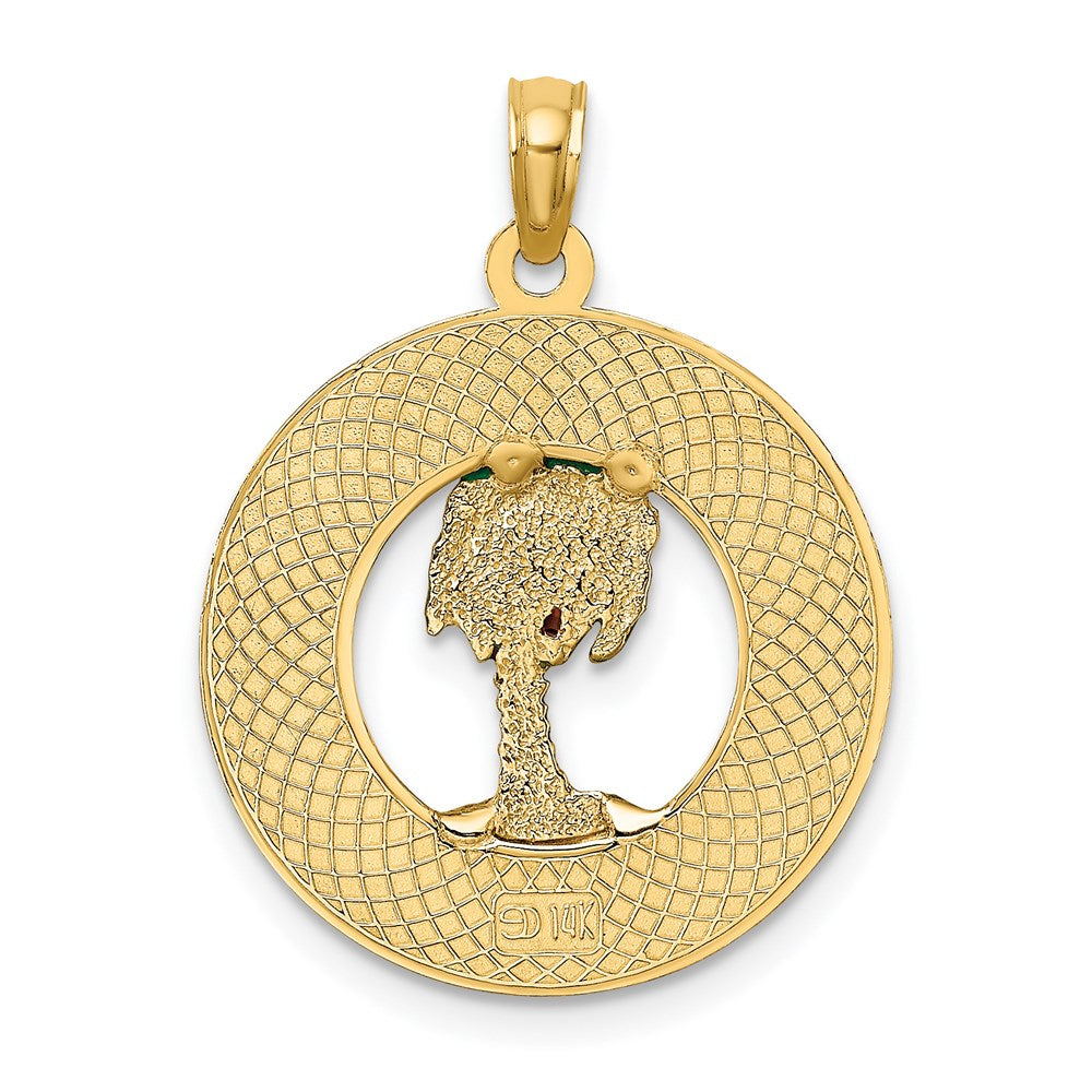 14K Gelbgold SARASOTA Kreis-Charm mit Emaille-Palme