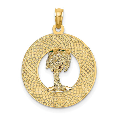 14K Gelbgold SARASOTA Kreis-Charm mit Emaille-Palme