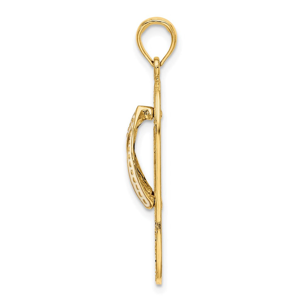14K Gelbgold Emaille-Flip-Flop-Anhänger mit Palme