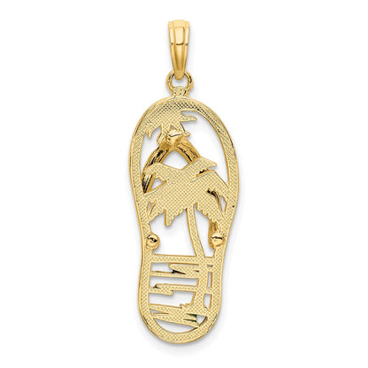 14K Gelbgold Emaille-Flip-Flop-Anhänger mit Palme