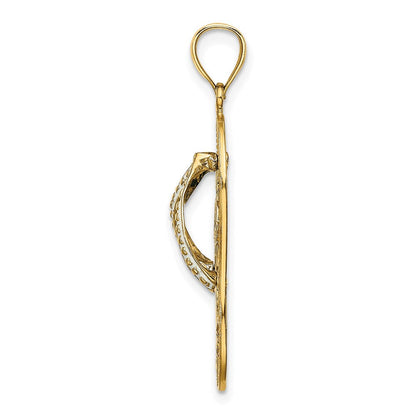 14K Gelbgold Emaille Palme Baum Beach Scene Flip-flop Charm