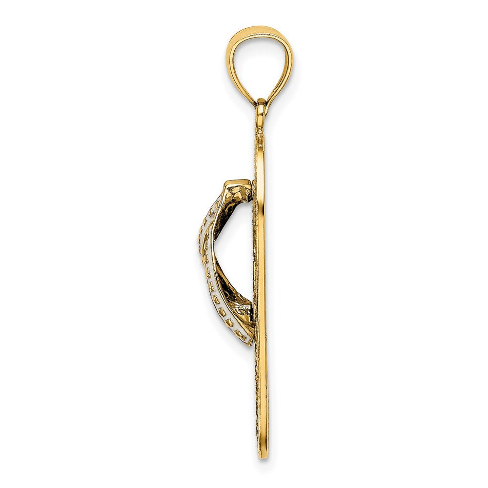 14K Gelbgold Charm Delfin und Flip-Flop mit Emaille