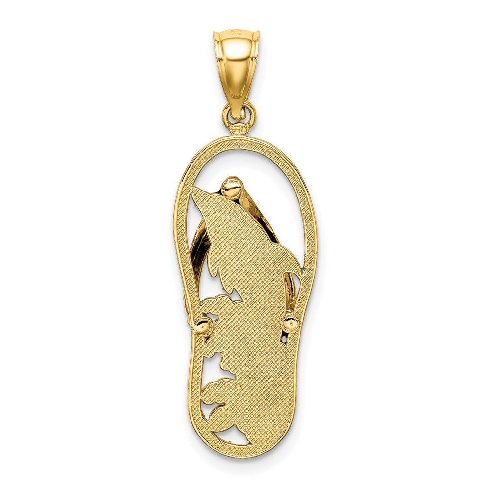 14K Gelbgold Charm Delfin und Flip-Flop mit Emaille
