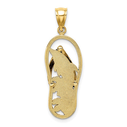 14K Gelbgold Charm Delfin und Flip-Flop mit Emaille