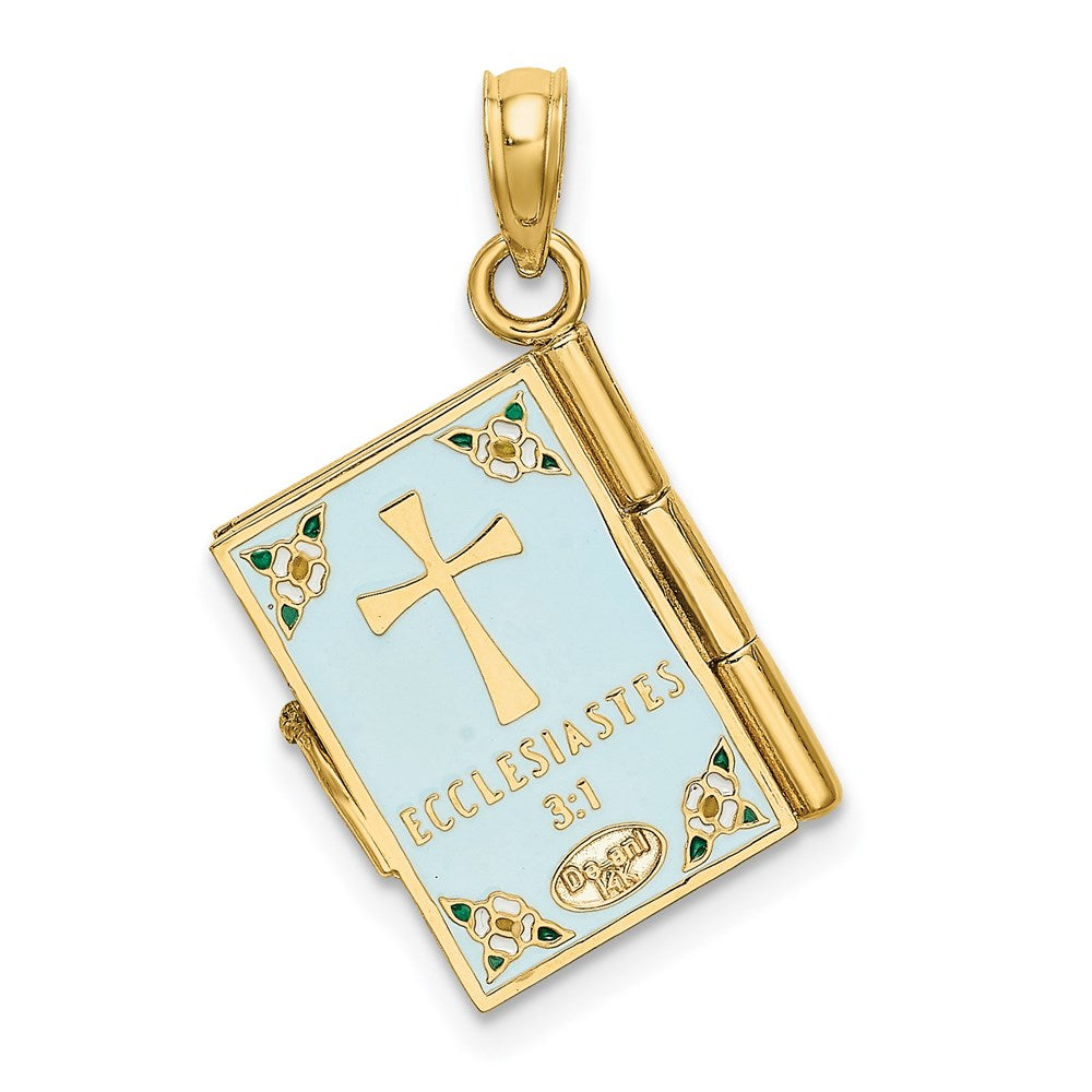 14K Gelbgold 3D-Charm „Buch Prediger" mit Emaille und beweglichen Seiten