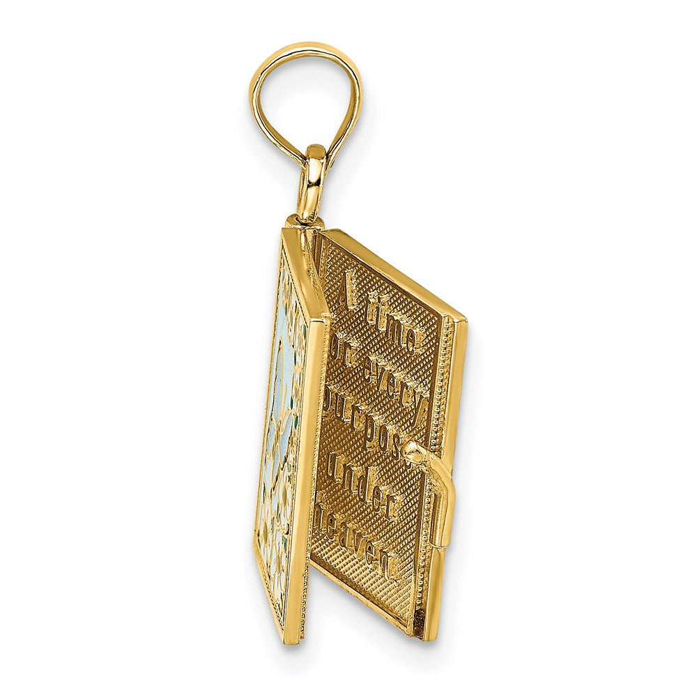 14K Gelbgold 3D-Charm „Buch Prediger" mit Emaille und beweglichen Seiten