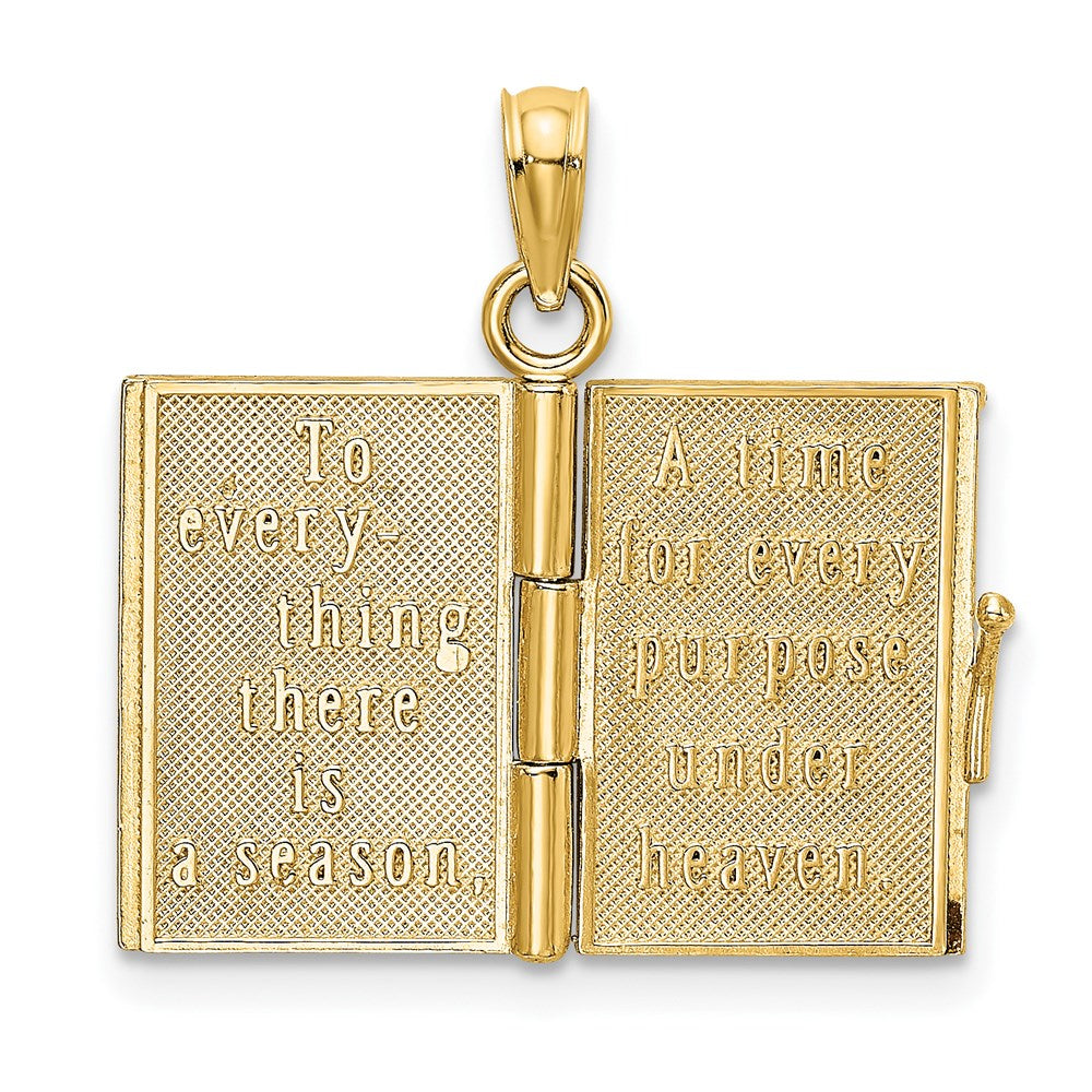 14K Gelbgold 3D-Charm „Buch Prediger" mit Emaille und beweglichen Seiten