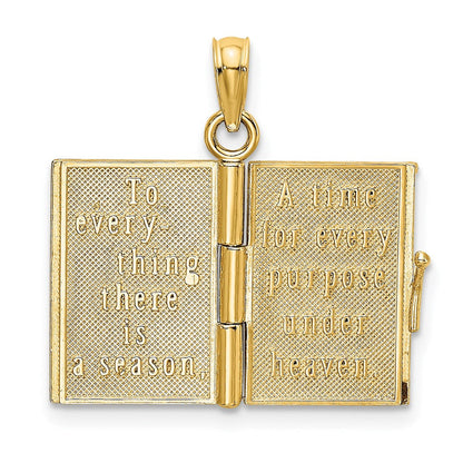 14K Gelbgold 3D-Charm „Buch Prediger" mit Emaille und beweglichen Seiten