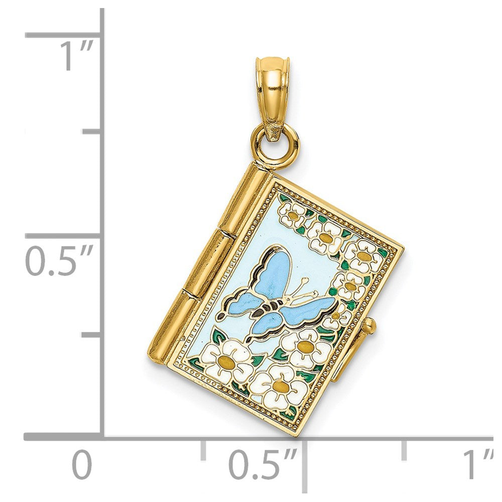 14K Gelbgold 3D-Charm „Buch Prediger" mit Emaille und beweglichen Seiten