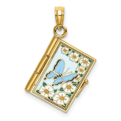 14K Gelbgold 3D-Charm „Buch Prediger" mit Emaille und beweglichen Seiten