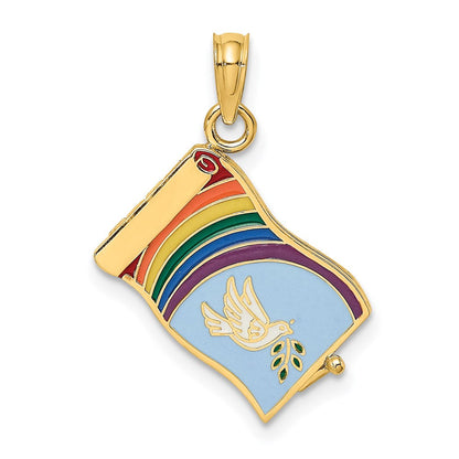 14K Gelbgold 3D-emaillierter „Johannes 3:16“-Buch-Charm mit beweglichen Seiten