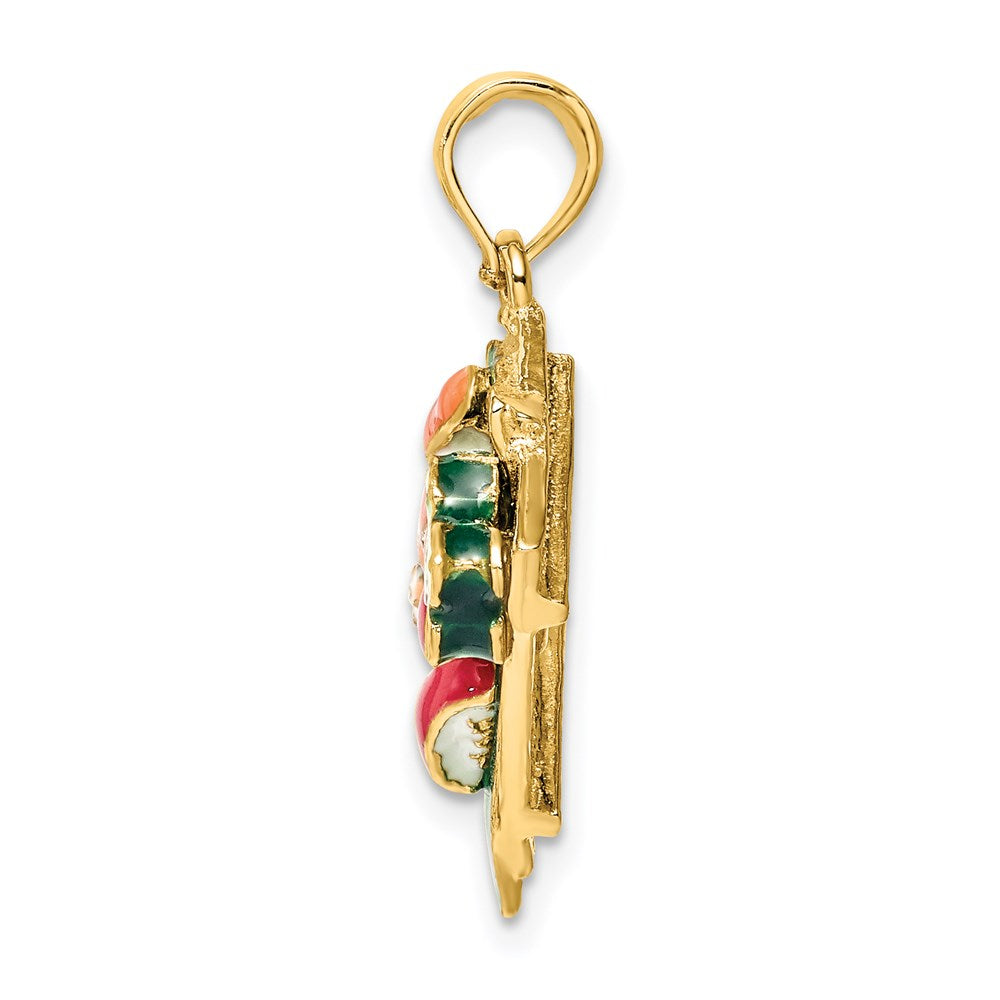 14K Gelbgold 3-d Sushi Platte mit Emaille Charm