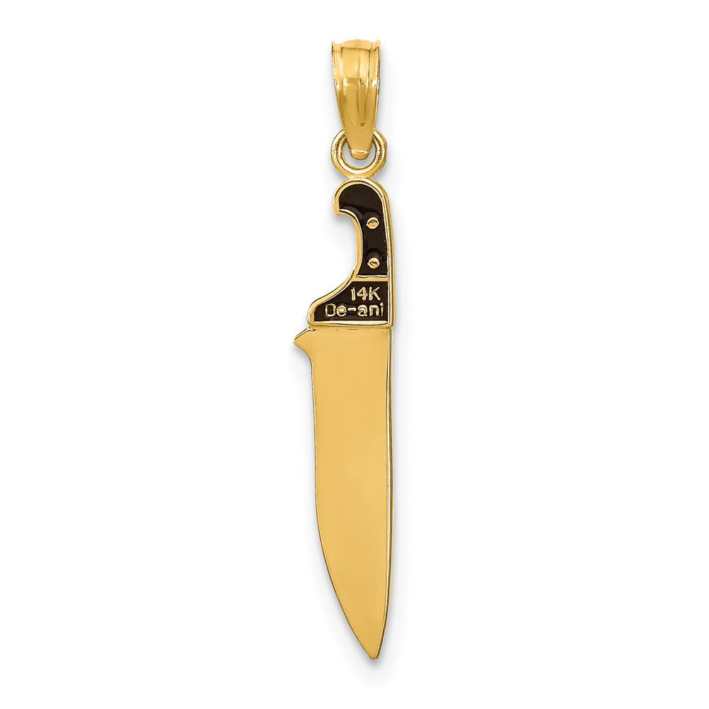 14K Gelbgold mit Schwarz Emaille 3-d Butcher Messer Charm