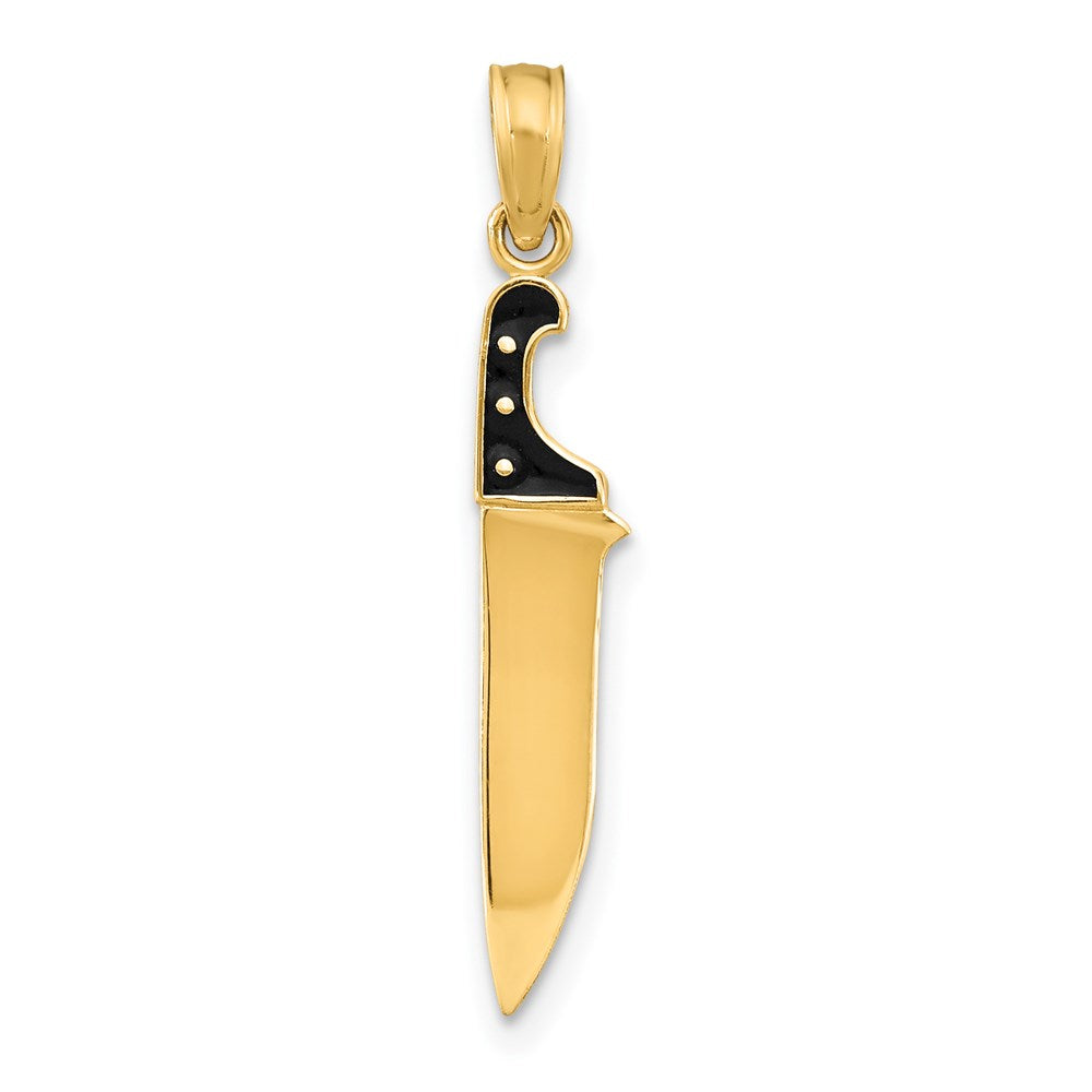 14K Gelbgold mit Schwarz Emaille 3-d Butcher Messer Charm