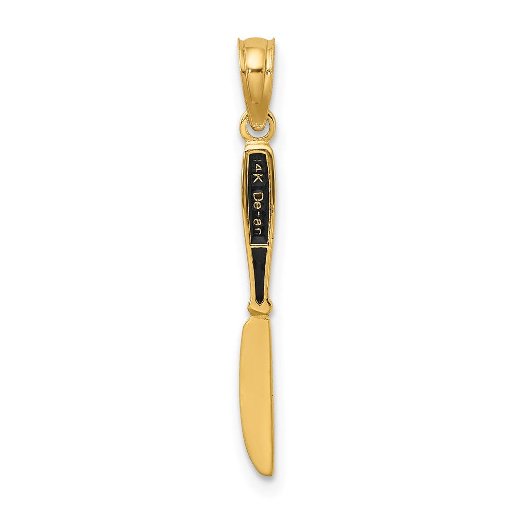 14K Gelbgold mit Schwarz Emaille 3-d Tisch Messer Charm