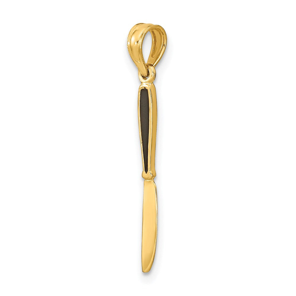 14K Gelbgold mit Schwarz Emaille 3-d Tisch Messer Charm