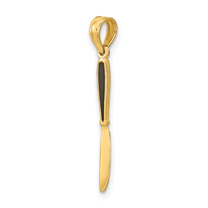 14K Gelbgold mit Schwarz Emaille 3-d Tisch Messer Charm