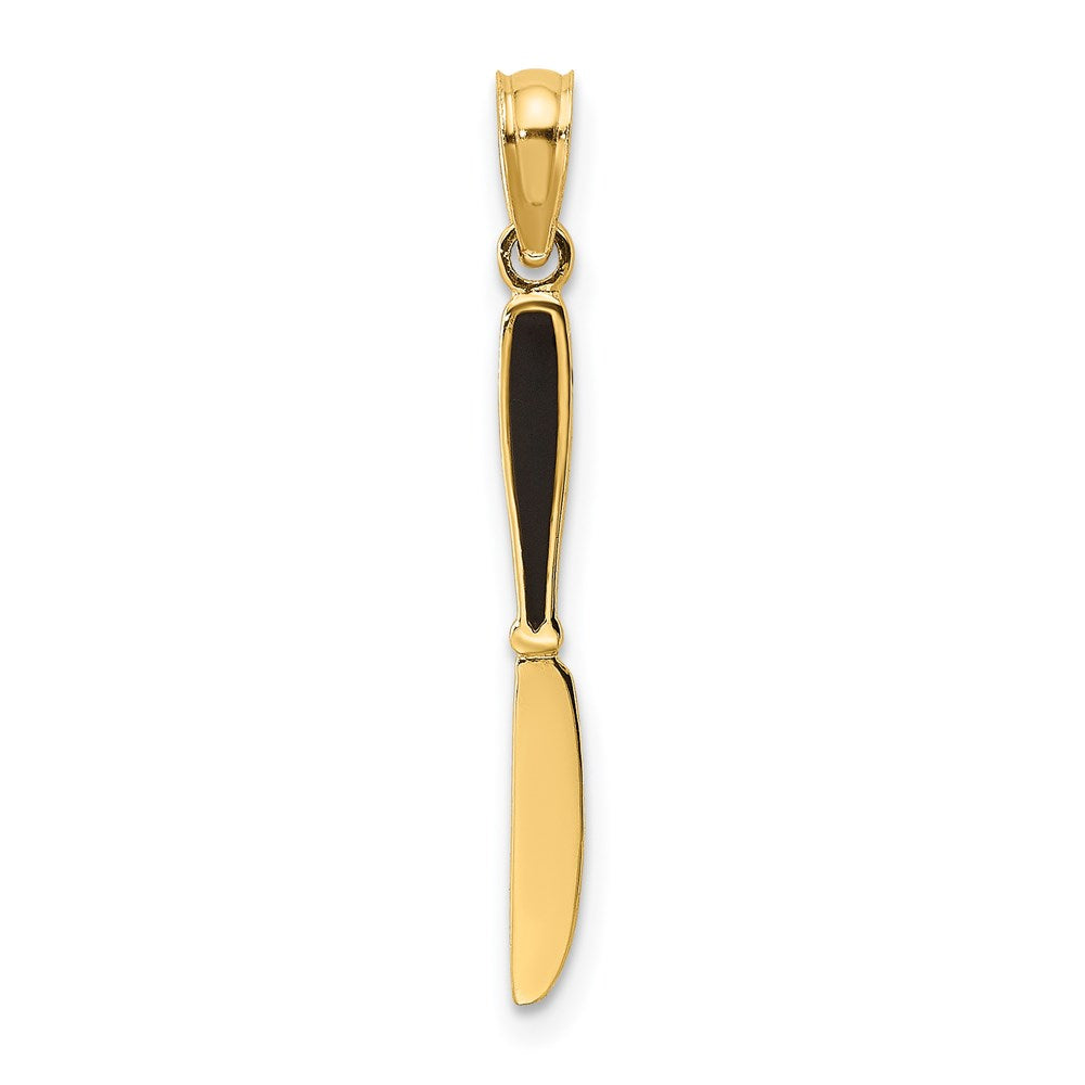 14K Gelbgold mit Schwarz Emaille 3-d Tisch Messer Charm