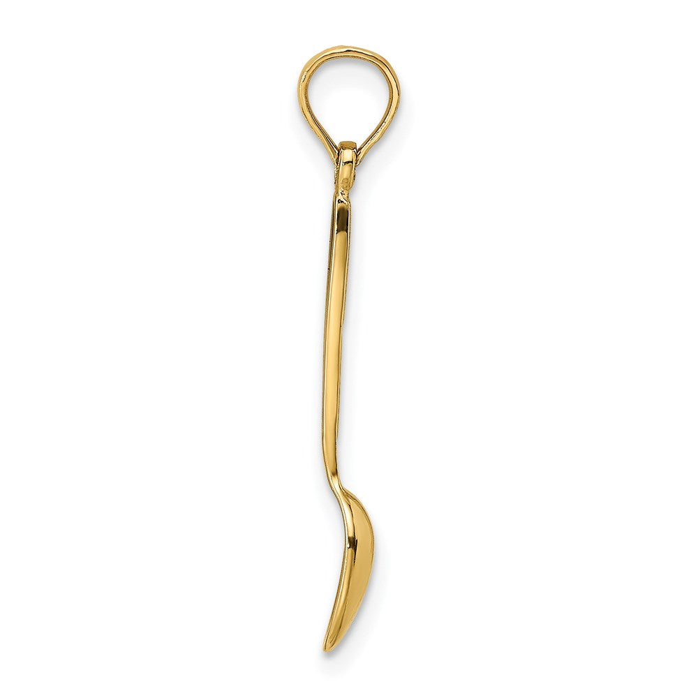 14K Gelbgold 3-d mit Schwarz Emaille Tisch Spoon Charm